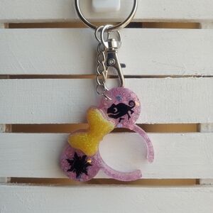 Glittery Pink and Yellow Keychain